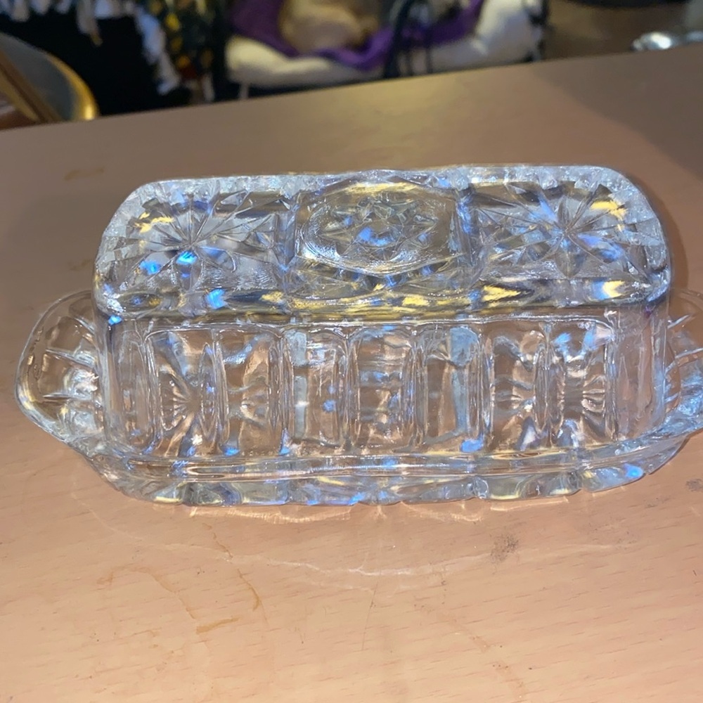 Vintage Star of David Covered Butter Dish Anchor hocking